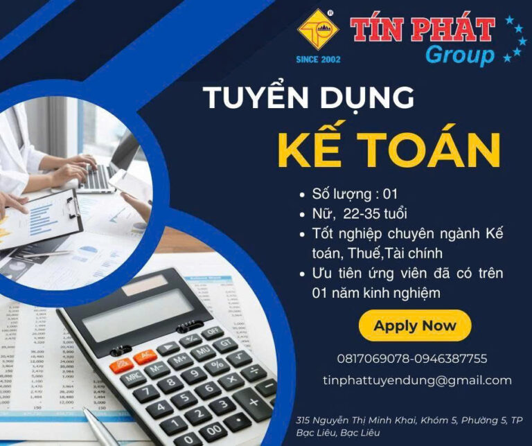TUYỂN DỤNG KẾ TOÁN TỔNG HỢP